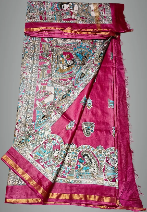Pink_Cotton_Silk_Premium_Madhubani_Saree_Forwomen