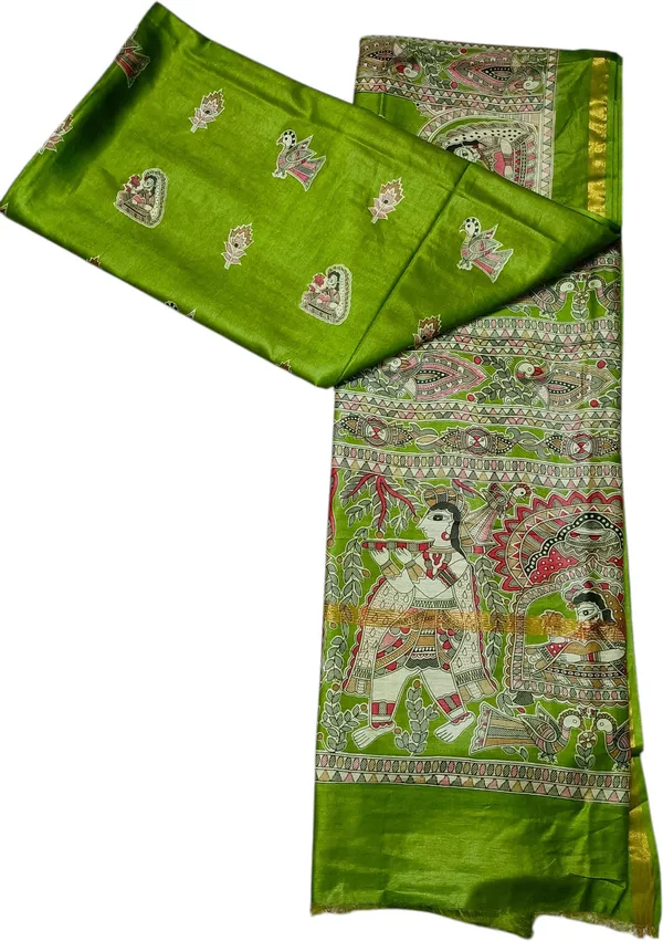 Light_Green_Cotton_Silk_Premium_Madhubani_Saree_Forwomen