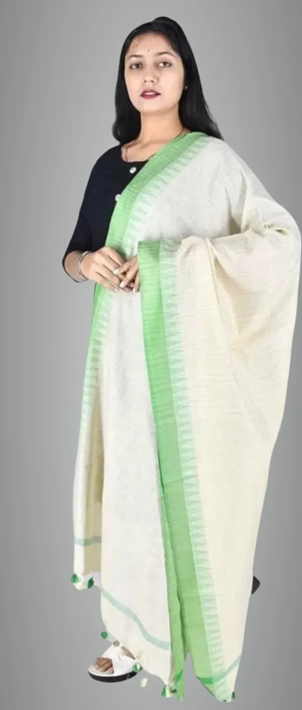 Green_Khadi_Cotton_Premium_Dupatta_Forwomen