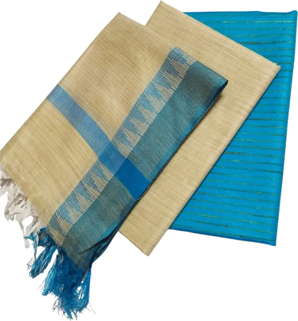 Beige_And_Blue_Cotton_Blend_Premium_Salwar_Suit_Material_For_Women