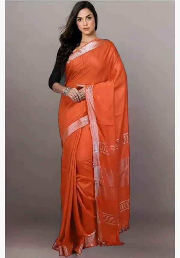Orange_Pure_Cotton_Premium_Bhagalpuri_Saree_Forwomen