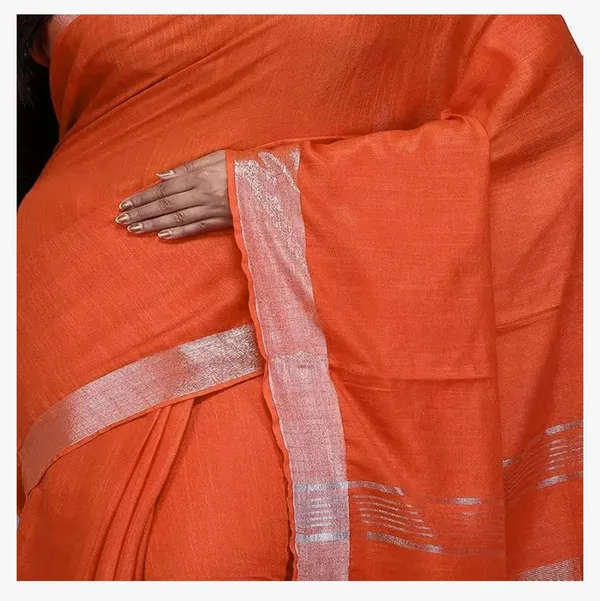 Orange_Pure_Cotton_Premium_Bhagalpuri_Saree_Forwomen