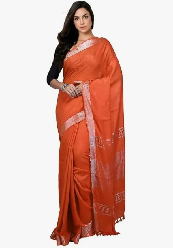 Orange_Pure_Cotton_Premium_Bhagalpuri_Saree_Forwomen