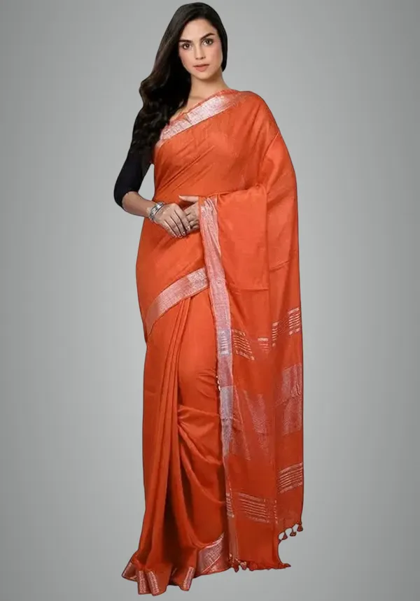 Orange_Pure_Cotton_Premium_Bhagalpuri_Saree_Forwomen