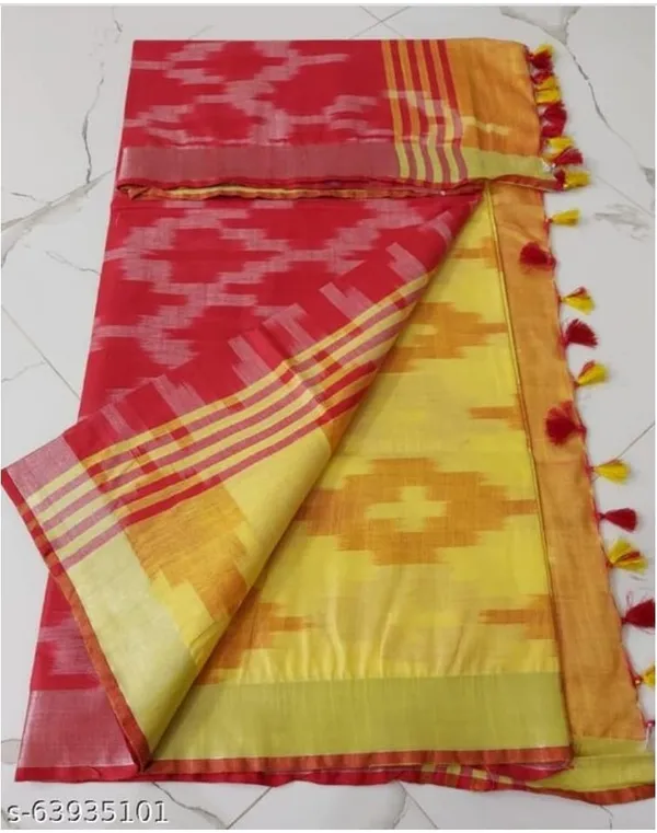 Multicolor_Cotton_Blend_Premium_Ikkat_Saree_For_Women