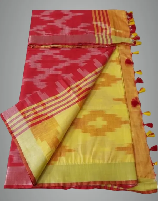 Multicolor_Cotton_Blend_Premium_Ikkat_Saree_For_Women