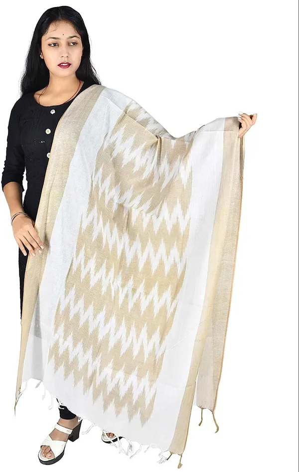 Beige_Pure_Cotton_Premium_Dupatta_Forwomen