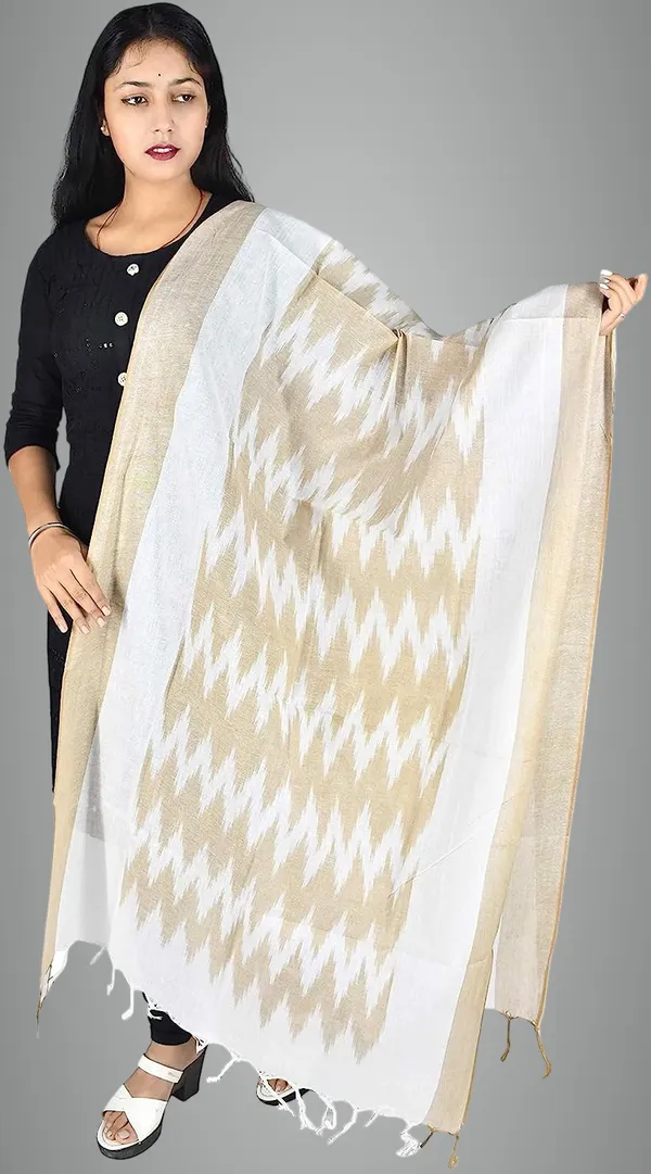 Beige_Pure_Cotton_Premium_Dupatta_Forwomen