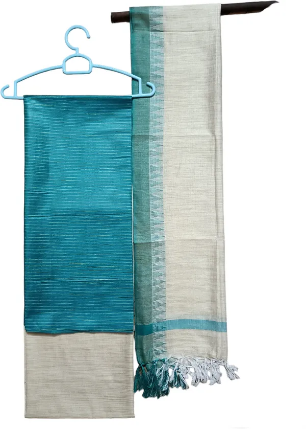 White_And_Blue_Cotton_Silk_Blend_Premium_Salwar_Suit_Material_For_Women
