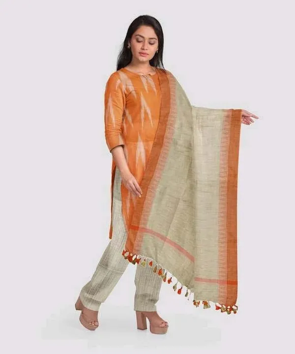 Orange_And_Grey_Khadi_Cotton_Premium_Salwar_Suit_Material_Forwomen