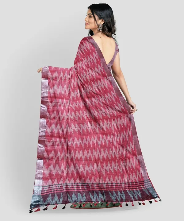 Grey_Cotton_Blend_Premium_Ikkat_Saree_Forwomen