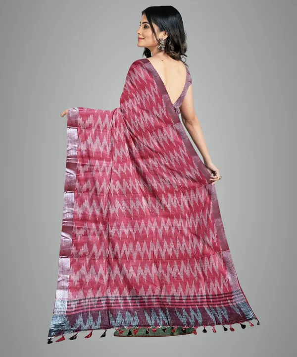 Grey_Cotton_Blend_Premium_Ikkat_Saree_Forwomen