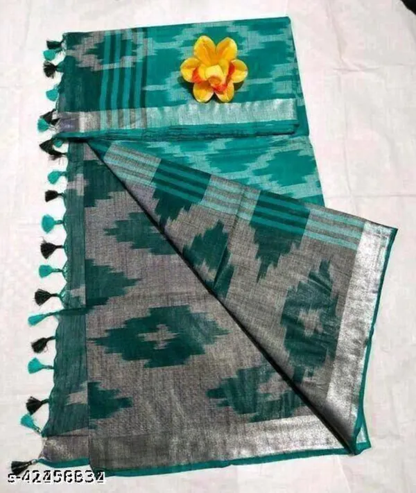 Multicolor_Cotton_Blend_Premium_Ikkat_Saree_For_Women