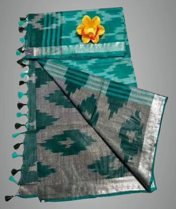 Multicolor_Cotton_Blend_Premium_Ikkat_Saree_For_Women
