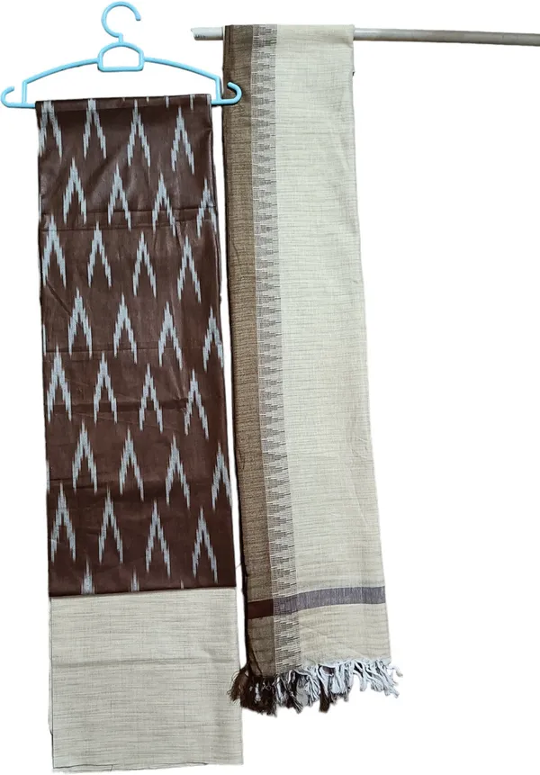 Brown_And_White_Cotton_Blend_Premium_Salwar_Suit_Material_Forwomen