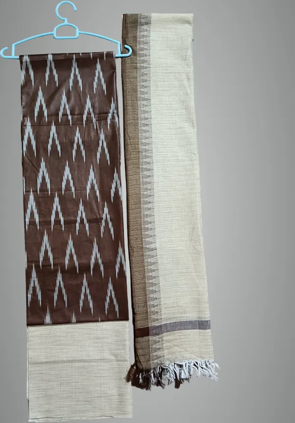 Brown_And_White_Cotton_Blend_Premium_Salwar_Suit_Material_Forwomen