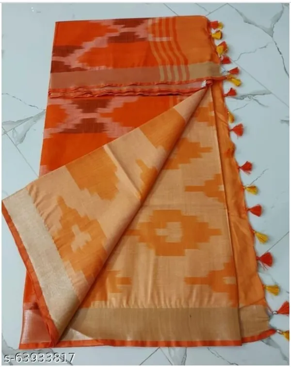 Orange_Pure_Cotton_Premium_Bhagalpuri_Saree_For_Women