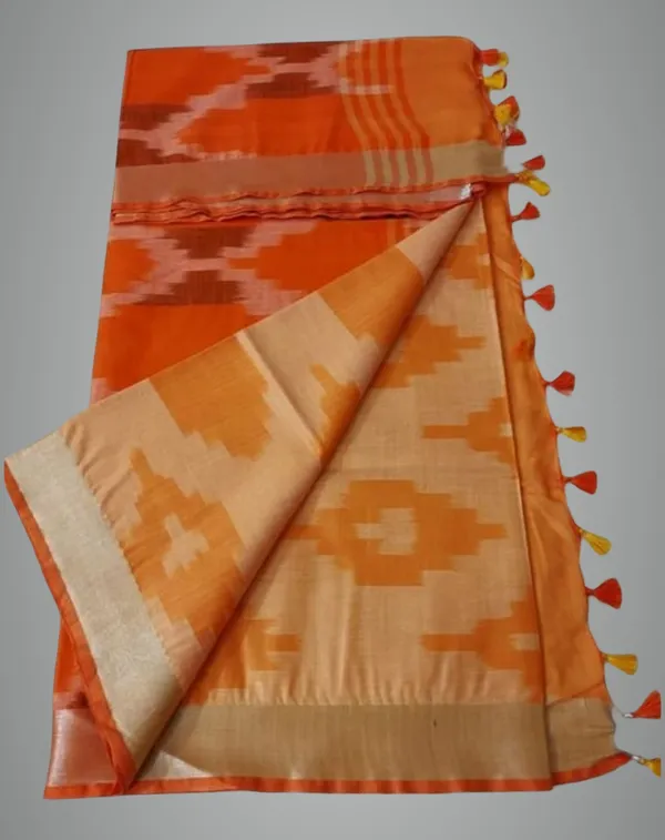 Orange_Pure_Cotton_Premium_Bhagalpuri_Saree_For_Women
