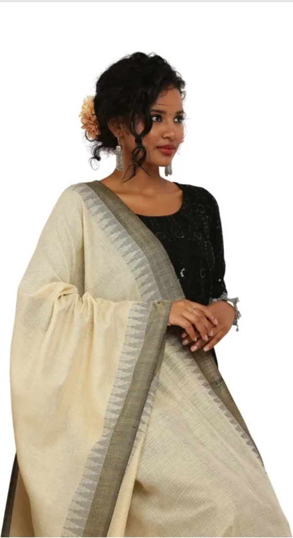 Beige_Khadi_Cotton_Premium_Dupatta_Forwomen