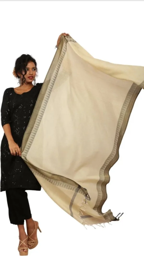 Beige_Khadi_Cotton_Premium_Dupatta_Forwomen