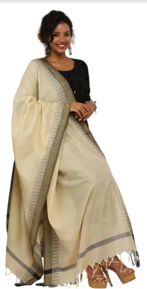 Beige_Khadi_Cotton_Premium_Dupatta_Forwomen