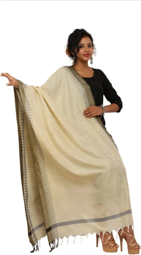 Beige_Khadi_Cotton_Premium_Dupatta_Forwomen