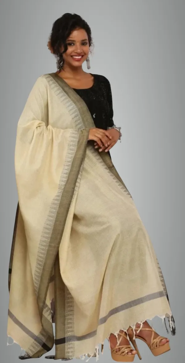 Beige_Khadi_Cotton_Premium_Dupatta_Forwomen