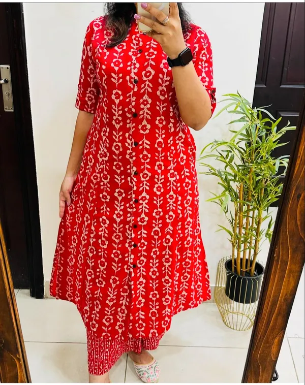 Pure_Cotton_Red_Kurta_and_Pants_with_White_Design