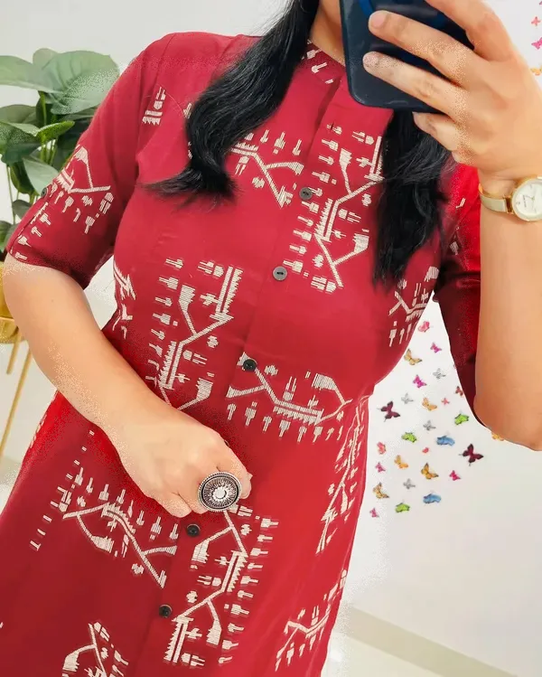Pure_Cotton_Red_Kurta_and_Pants_with_White_Design