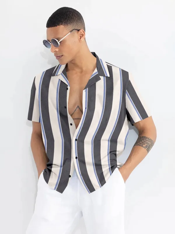 Fashion_Trendy_Polycotton_Striped_Half_Sleeve_Shirt