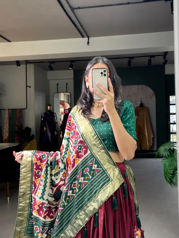 Maroon_Dola_Silk_Patola_Print_Traditional_Lehenga_Choli_For_Women