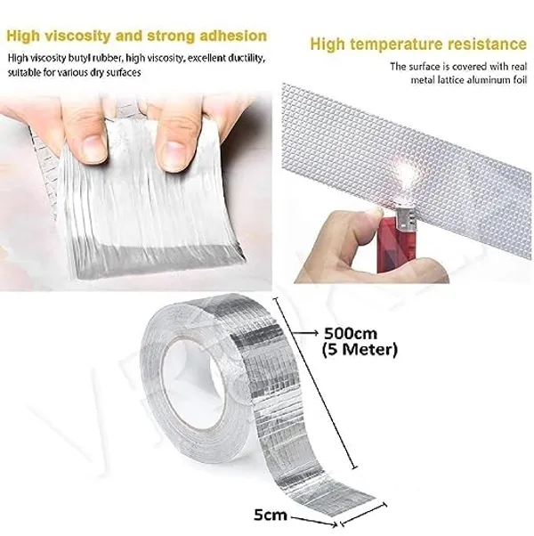 Leakage_Repair_Waterproof_Tape_For_Pipe_Leakage_Roof_Water_Leakage_Solution_Aluminium_Foil_Tape_Waterproof_Adhesive_Tape_Sealing_Butyl_Rubber_Tape_For_Leakage_5Cm*5M_Pack_Of_1