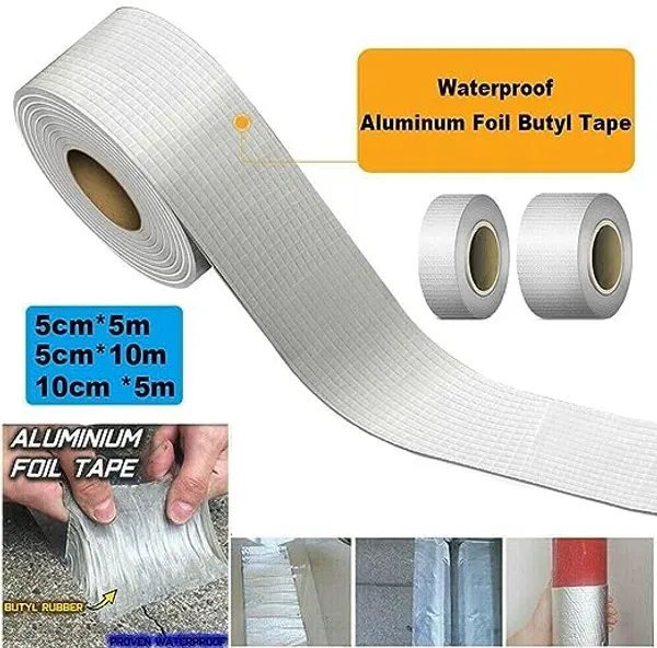 Leakage_Repair_Waterproof_Tape_For_Pipe_Leakage_Roof_Water_Leakage_Solution_Aluminium_Foil_Tape_Waterproof_Adhesive_Tape_Sealing_Butyl_Rubber_Tape_For_Leakage_5Cm*5M_Pack_Of_1