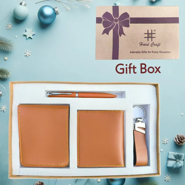 Hard_Craft_PU_Leather_Wallet_Card_Holder_Key_Chain_Pen_Gift_Sets_For_Men