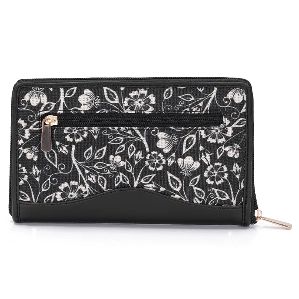 Hard_Craft_Wallet_For_Woman_Floral_Print_Vegan_Leather_Purse_For_Woman_Stylish_Ladies_Hand_Purse_For_Women_Holds_Cash_Cards_Mobile_Coin_Pocket_Clutch_Purse_With_Zip_Closure_Gift_For_Women_Girls