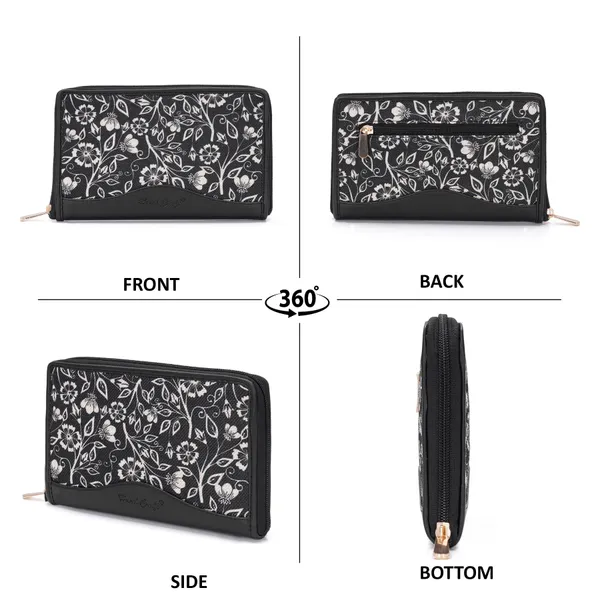 Hard_Craft_Wallet_For_Woman_Floral_Print_Vegan_Leather_Purse_For_Woman_Stylish_Ladies_Hand_Purse_For_Women_Holds_Cash_Cards_Mobile_Coin_Pocket_Clutch_Purse_With_Zip_Closure_Gift_For_Women_Girls