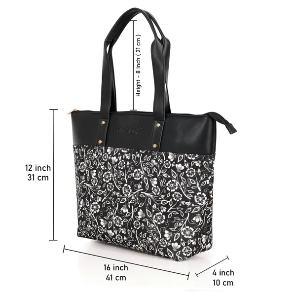 Hard_Craft_Floral_Print_Women's_Vegan_Leather_Stylish_Tote_Bag_For_Women_Office_Use_With_Personalize_Tag_Hand_Bag_Purse_Casual_Shoulder_Bag_For_College_Girls