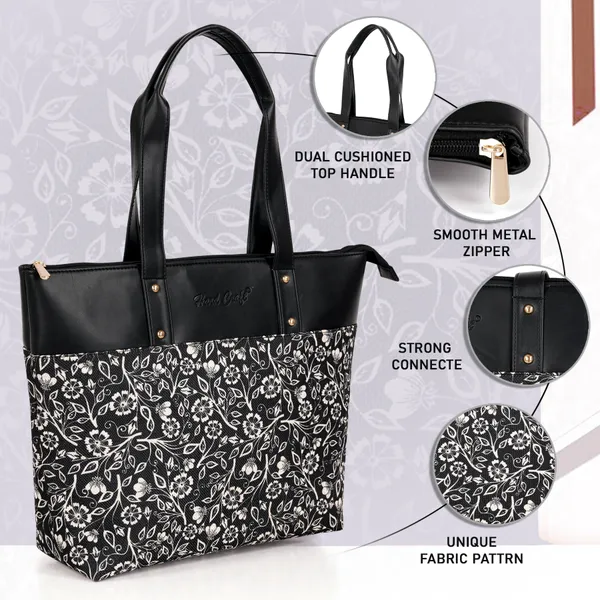 Hard_Craft_Floral_Print_Women's_Vegan_Leather_Stylish_Tote_Bag_For_Women_Office_Use_With_Personalize_Tag_Hand_Bag_Purse_Casual_Shoulder_Bag_For_College_Girls