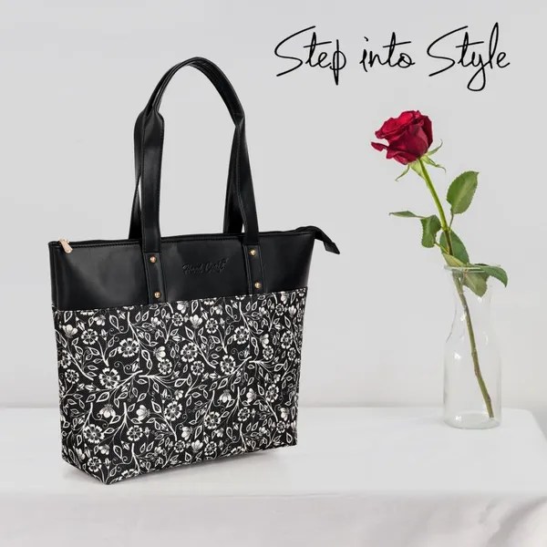 Hard_Craft_Floral_Print_Women's_Vegan_Leather_Stylish_Tote_Bag_For_Women_Office_Use_With_Personalize_Tag_Hand_Bag_Purse_Casual_Shoulder_Bag_For_College_Girls