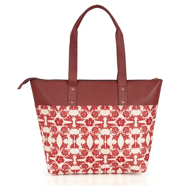 Hard_Craft_Floral_Print_Women's_Vegan_Leather_Stylish_Tote_Bag_For_Women_Office_Use_With_Personalize_Tag_Hand_Bag_Purse_Casual_Shoulder_Bag_For_College_Girls