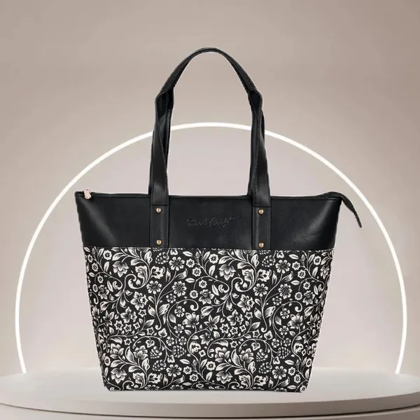Hard_Craft_Floral_Print_Women's_Vegan_Leather_Stylish_Tote_Bag_For_Women_Office_Use_With_Personalize_Tag_Hand_Bag_Purse_Casual_Shoulder_Bag_For_College_Girls