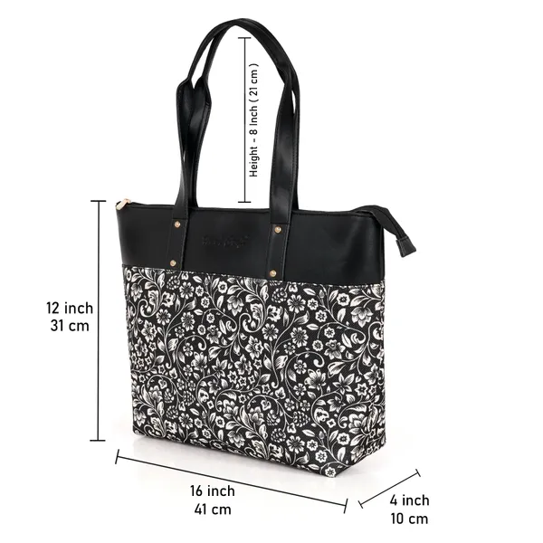 Hard_Craft_Floral_Print_Women's_Vegan_Leather_Stylish_Tote_Bag_For_Women_Office_Use_With_Personalize_Tag_Hand_Bag_Purse_Casual_Shoulder_Bag_For_College_Girls