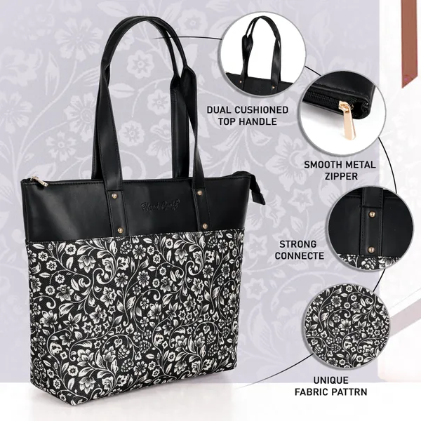 Hard_Craft_Floral_Print_Women's_Vegan_Leather_Stylish_Tote_Bag_For_Women_Office_Use_With_Personalize_Tag_Hand_Bag_Purse_Casual_Shoulder_Bag_For_College_Girls