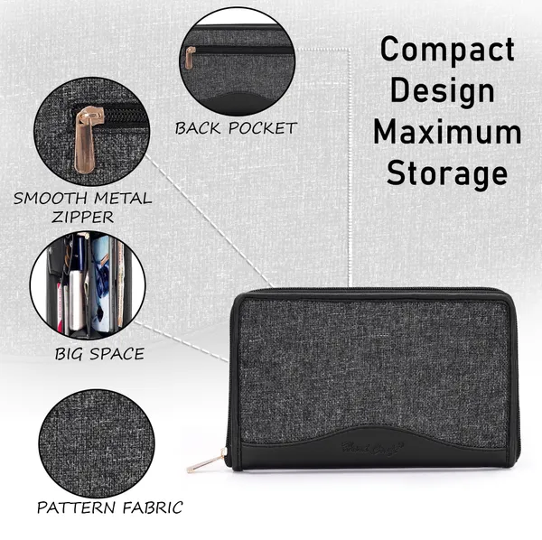 Hard_Craft_Wallet_For_Woman_Vegan_Leather_Purse_For_Woman_Stylish_Ladies_Hand_Purse_For_Women_Holds_Cash_Cards_Mobile_Coin_Pocket_Clutch_Purse_With_Zip_Closure_Gift_For_Women_Girls