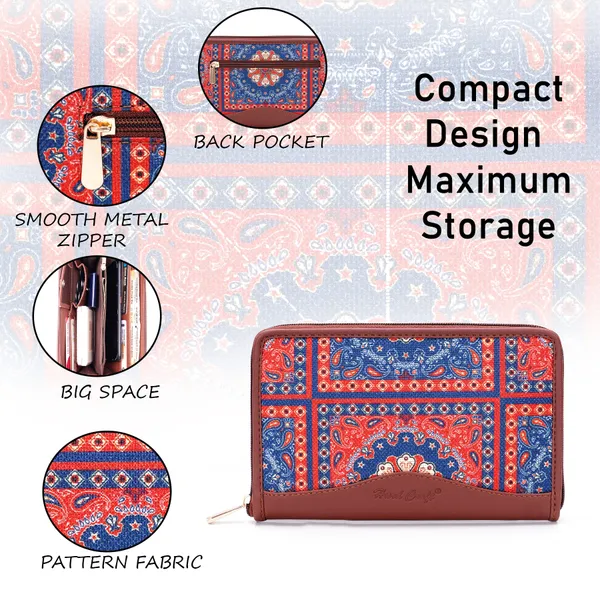 Hard_Craft_Wallet_For_Woman_Mandala_Print_Vegan_Leather_Purse_For_Woman_Stylish_Ladies_Hand_Purse_For_Women_Holds_Cash_Cards_Mobile_Coin_Pocket_Clutch_Purse_With_Zip_Closure_Gift_For_Women_Girls