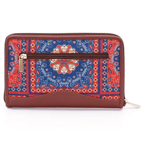 Hard_Craft_Wallet_For_Woman_Mandala_Print_Vegan_Leather_Purse_For_Woman_Stylish_Ladies_Hand_Purse_For_Women_Holds_Cash_Cards_Mobile_Coin_Pocket_Clutch_Purse_With_Zip_Closure_Gift_For_Women_Girls