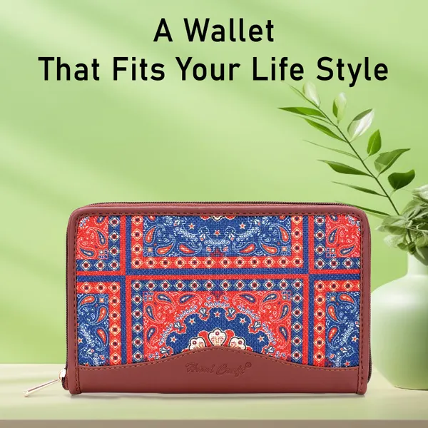 Hard_Craft_Wallet_For_Woman_Mandala_Print_Vegan_Leather_Purse_For_Woman_Stylish_Ladies_Hand_Purse_For_Women_Holds_Cash_Cards_Mobile_Coin_Pocket_Clutch_Purse_With_Zip_Closure_Gift_For_Women_Girls