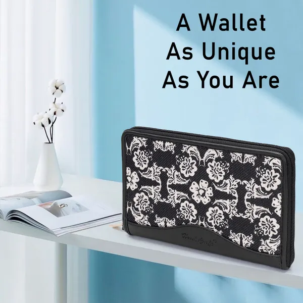 Hard_Craft_Wallet_For_Woman_Floral_Print_Vegan_Leather_Purse_For_Woman_Stylish_Ladies_Hand_Purse_For_Women_Holds_Cash_Cards_Mobile_Coin_Pocket_Clutch_Purse_With_Zip_Closure_Gift_For_Women_Girls