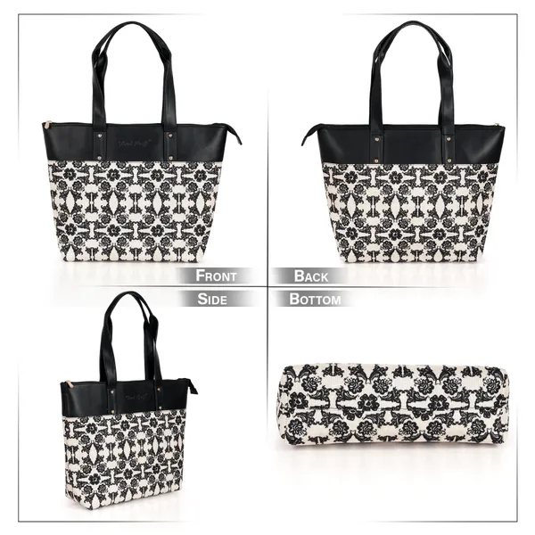 Hard_Craft_Floral_Print_Women's_Vegan_Leather_Stylish_Tote_Bag_For_Women_Office_Use_With_Personalize_Tag_Hand_Bag_Purse_Casual_Shoulder_Bag_For_College_Girls