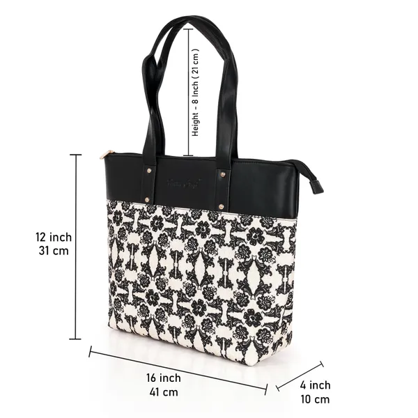 Hard_Craft_Floral_Print_Women's_Vegan_Leather_Stylish_Tote_Bag_For_Women_Office_Use_With_Personalize_Tag_Hand_Bag_Purse_Casual_Shoulder_Bag_For_College_Girls